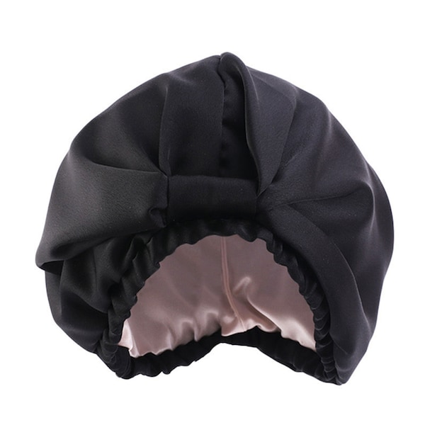 Satin Sleep Cap - Hair Care -  Sleeping Bonnet - Black Satin - Protect Your Blow Wave - Satin Bonnet