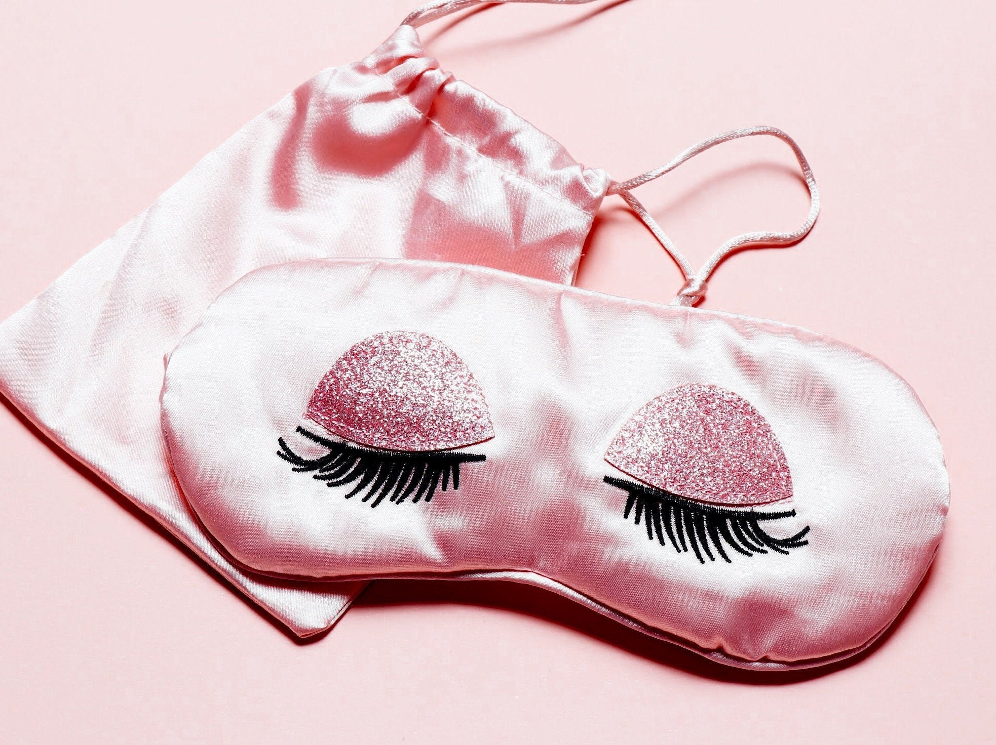 Sparkle Lashes Satin Eye Mask Sleep Mask Blindfold Etsy