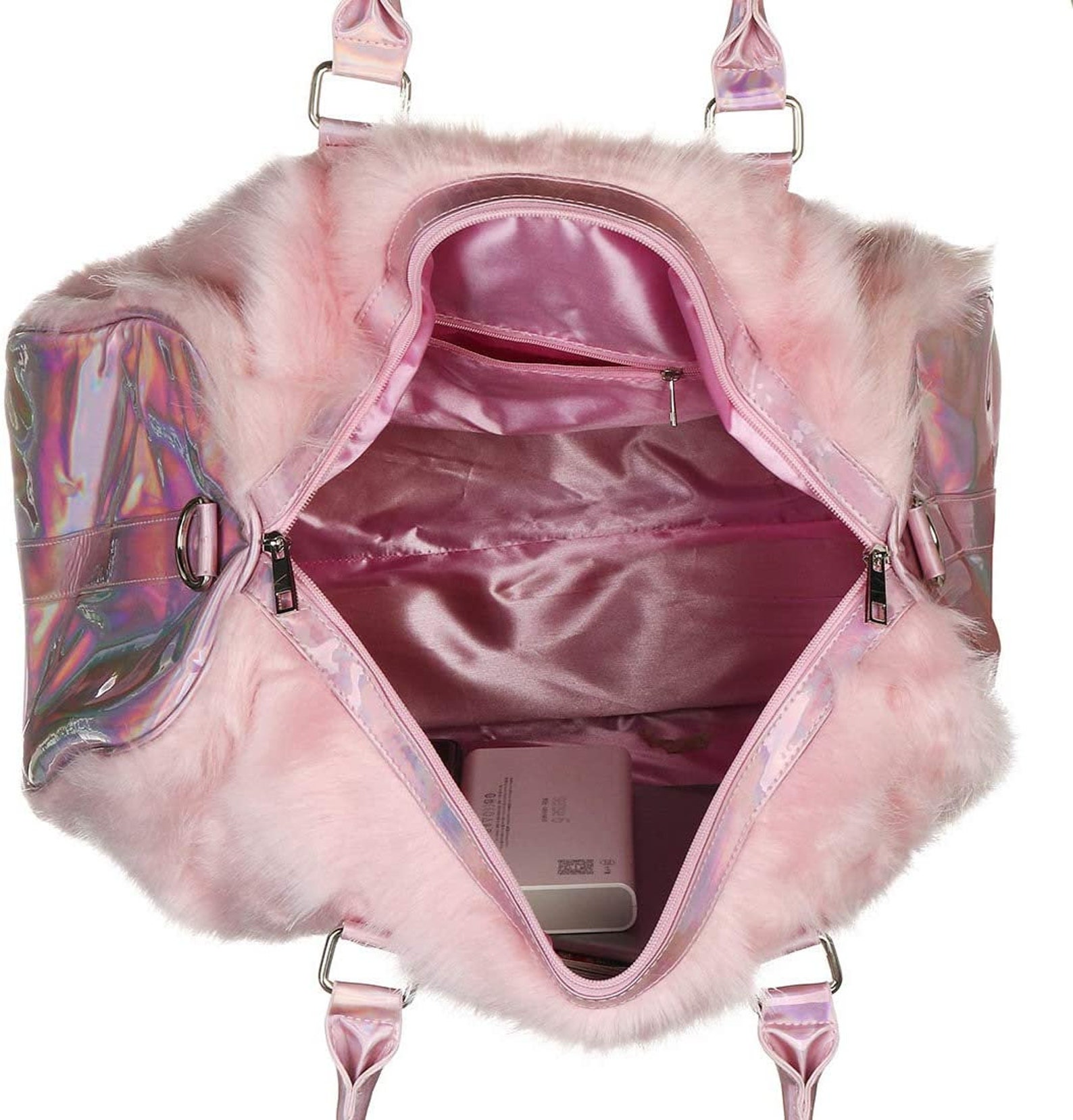 Pink Fluffy Large Handbag Purse Fancy Duffel Bag 19in Faux Fur Etsy