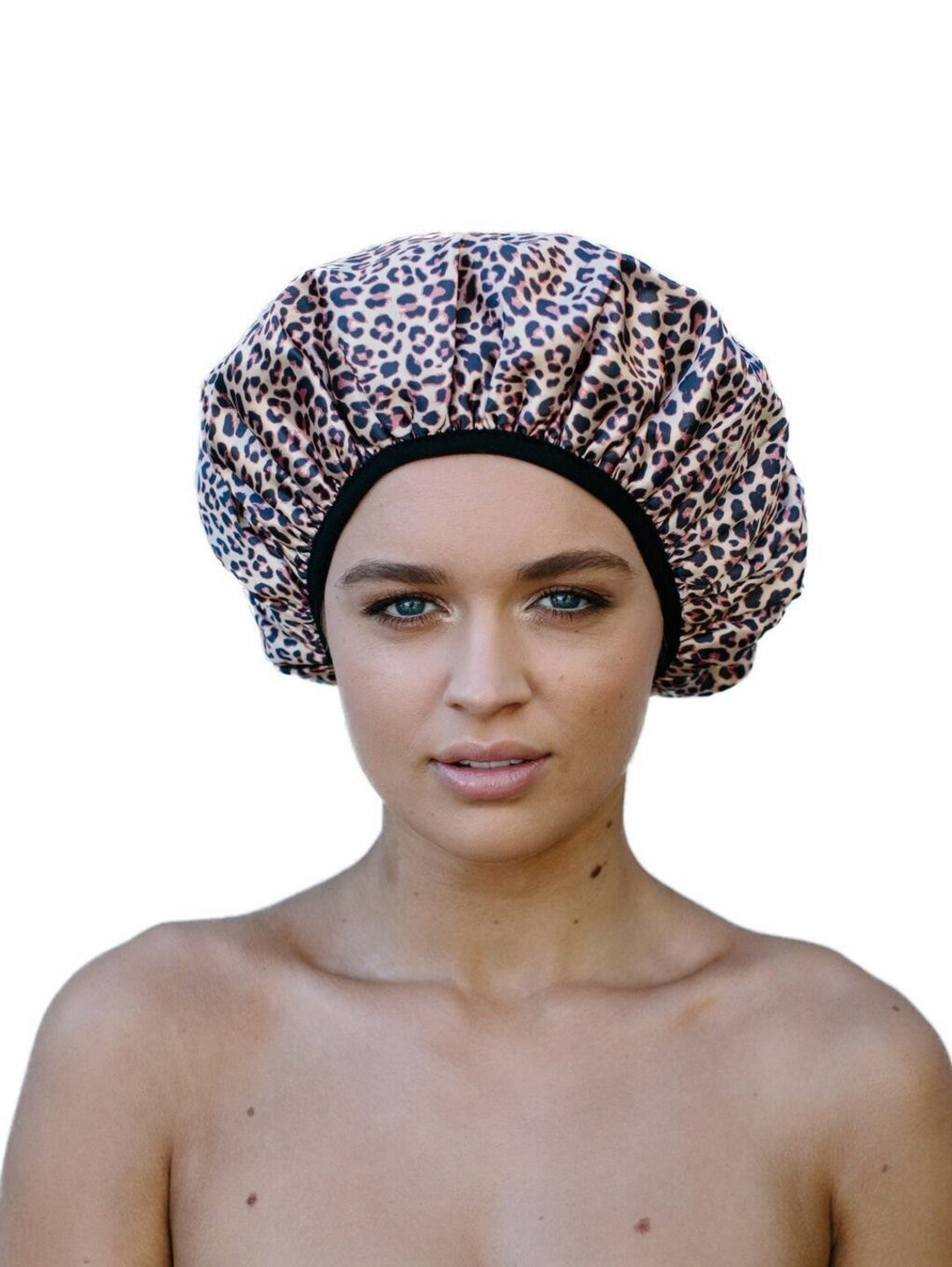Standard Size Shower Cap Leopard Print Microfiber Lined Etsy