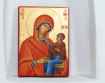 St ANNA Icon/ Virgin Mary Mothers Hand Painted Orthodox Icon