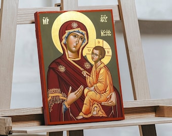 The TIKHVIN VIRGIN MARY Icon, Russian Orthodox Hand Painted Icon