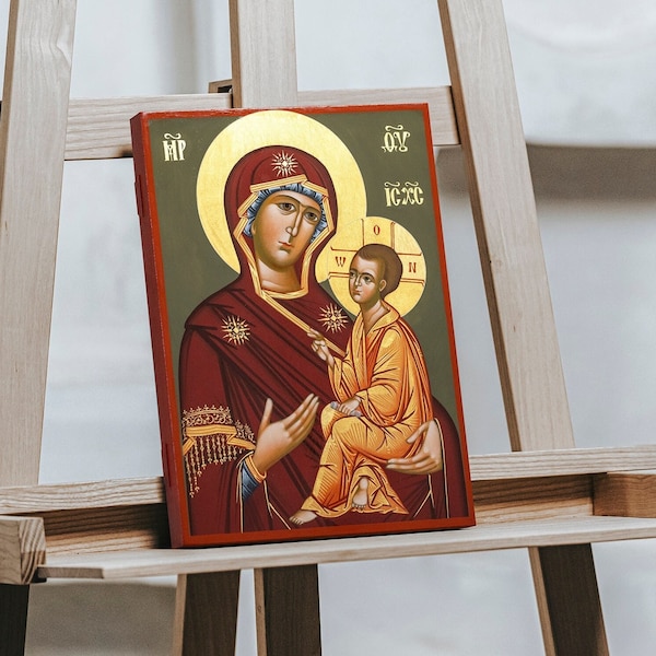 The TIKHVIN VIRGIN MARY Icon, Russian Orthodox Hand Painted Icon