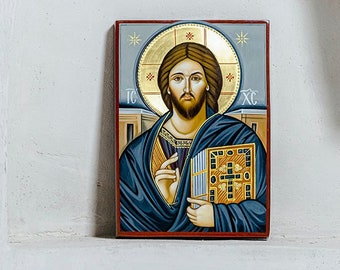 Orthodox Icon CHRIST PANTOCRATOR (SINAI)/ Hand Painted Byzantine Jesus Christ Icon