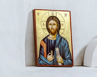 Orthodox Icon Of CHRIST PANTOCRATOR/ Hand Painted Byzantine Jesus Christ Icon