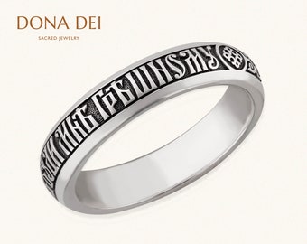 Russian Lord Prayer Sterling Silver Ring V2 Big