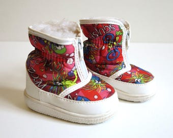 Boots for Babys Children Footwear Girls Boys Winter Boots Toddler Kids Boots Red White Boots Red Booties Kids Warm Booties For Babys Size 18