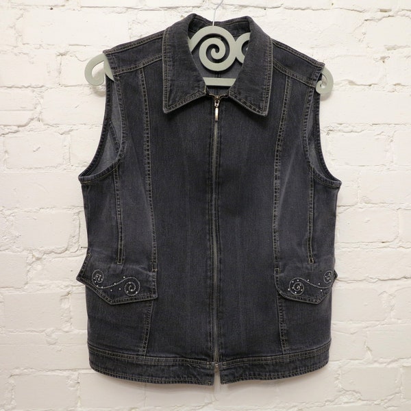 Grey Denim Vests Etsy