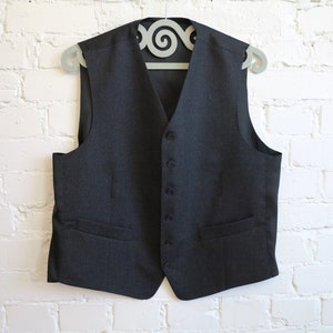 Dark Gray Formal Mens Vest Gentlemen&#39;s Fitted Waistcoat Edwardian Victorian Vest Renaissance Steampunk Vest Extra Large Size