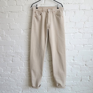 Vintage 1980er Levis 501 Jeans High Waist Unisex Cremig Beige Denim Hose Americana Boyfriend Jeans Hose W 32 L 36 Made in UK
