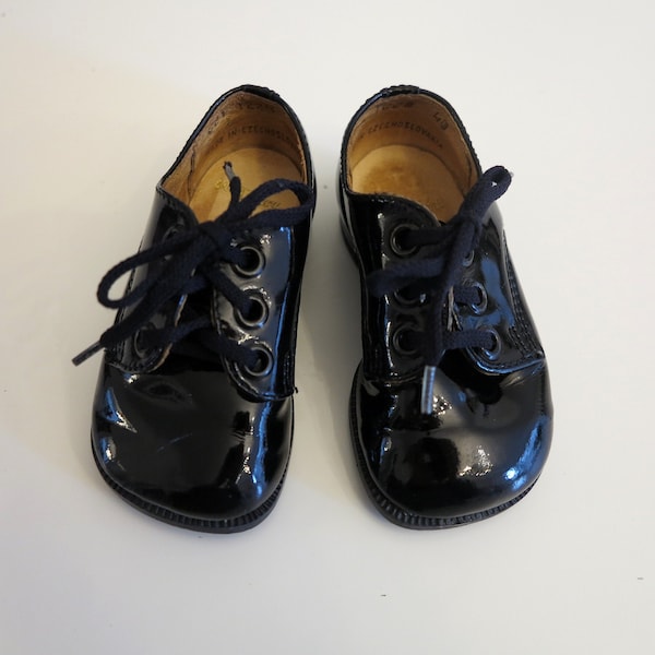 vintage Toddlers Shoes Patent Leather Formal Toddler Shoes Black Leather Unisex Kids Toddlers Shoes Made in Tchécoslovaquie Taille 21