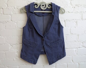 Lila Jeans Weste ausgestattet Jeans Weste Denim Stretch Weste Weste Weste mittlerer Größe