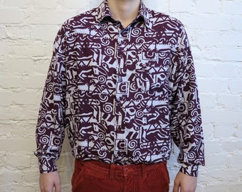 M 80s イタリア製 Abstract Print Rayon shirt M 80s イタリア製 Abstract Print Rayon shirt