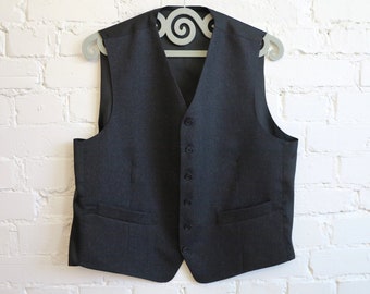 Dark Gray Formal Mens Vest Gentlemen's Fitted Waistcoat Edwardian Victorian Vest Renaissance Steampunk Vest Extra Large Size