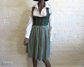 Burgundy Austrian Trachten Dirndl Traditional Folk Floral Patterned Ruffled Vintage Dress Size ML