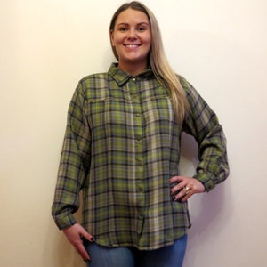 WOOLRICH Plaid Shirt Flannel Shirt Warm Plaid Womens Shirt Extra Large Womens Shirt Work Jacket Green Blue Brown Checkered Shirt XL Size