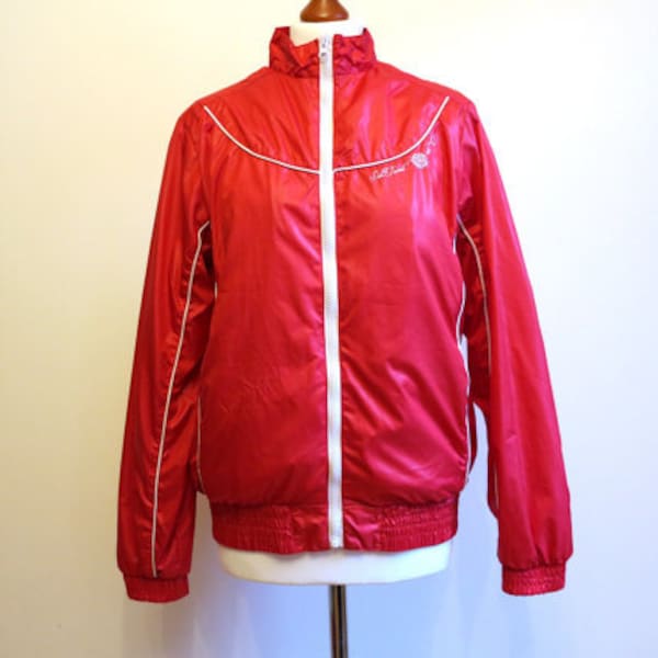 Red Women's Windbreaker Red Jacket Womens Outerwear Zipper Blazer Lightweight Parka Medium Size