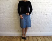 Blue Denim Skirt Knee Pencil Skirt Denim Pencil Skirt Medium to Large Size