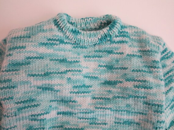 Turquoise White Speckled Toddlers Sweater Kids sw… - image 3