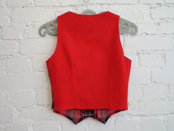 Vintage 70s Tartan Plaid Vest Womens Vest Red Gre… - image 7