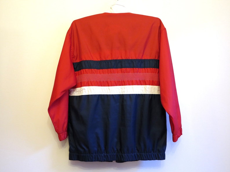 Vintage Windbreaker Colorblock Navy Red White Jacket Hipster Jacket Mens Marine Windbreaker Lightweight Parka Sport Jacket Large Size