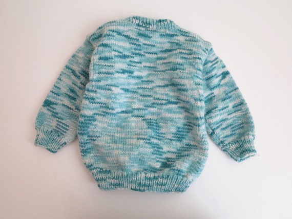 Turquoise White Speckled Toddlers Sweater Kids sw… - image 4