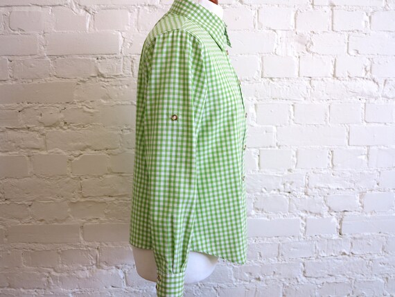 Lime Green White Plaid Womens Shirt Plaid Dirndl … - image 2