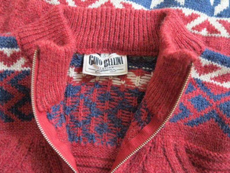 Wine Red Knitted Mens Sweater Wool Alpaca Warm Winter Pullover Top Jumper Italian Classics Large to Extra Large Size
