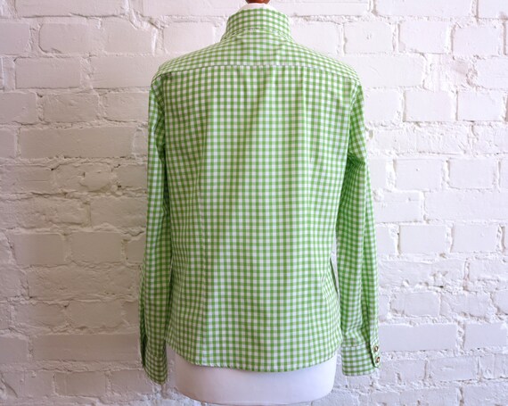 Lime Green White Plaid Womens Shirt Plaid Dirndl … - image 3