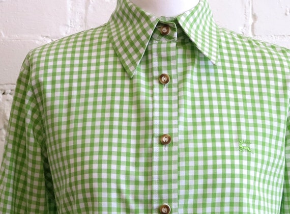 Lime Green White Plaid Womens Shirt Plaid Dirndl … - image 4