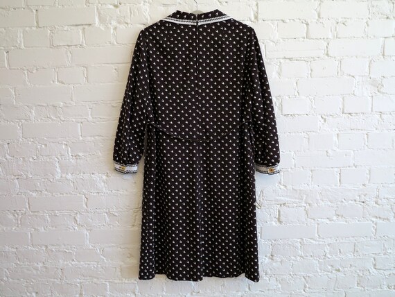 Vintage 1980s Brown White Speckled Dress Crimplen… - image 7