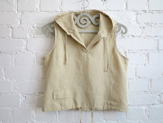 Light Mustard Yellow Linen Blouse Sleeveless Line… - image 5