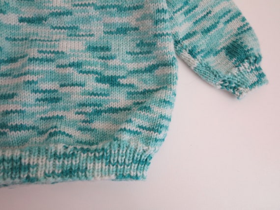 Turquoise White Speckled Toddlers Sweater Kids sw… - image 2