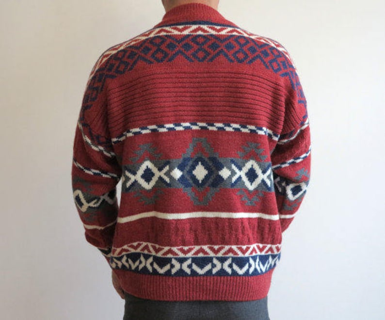 Wine Red Knitted Mens Sweater Wool Alpaca Warm Winter Pullover Top Jumper Italian Classics Large to Extra Large Size