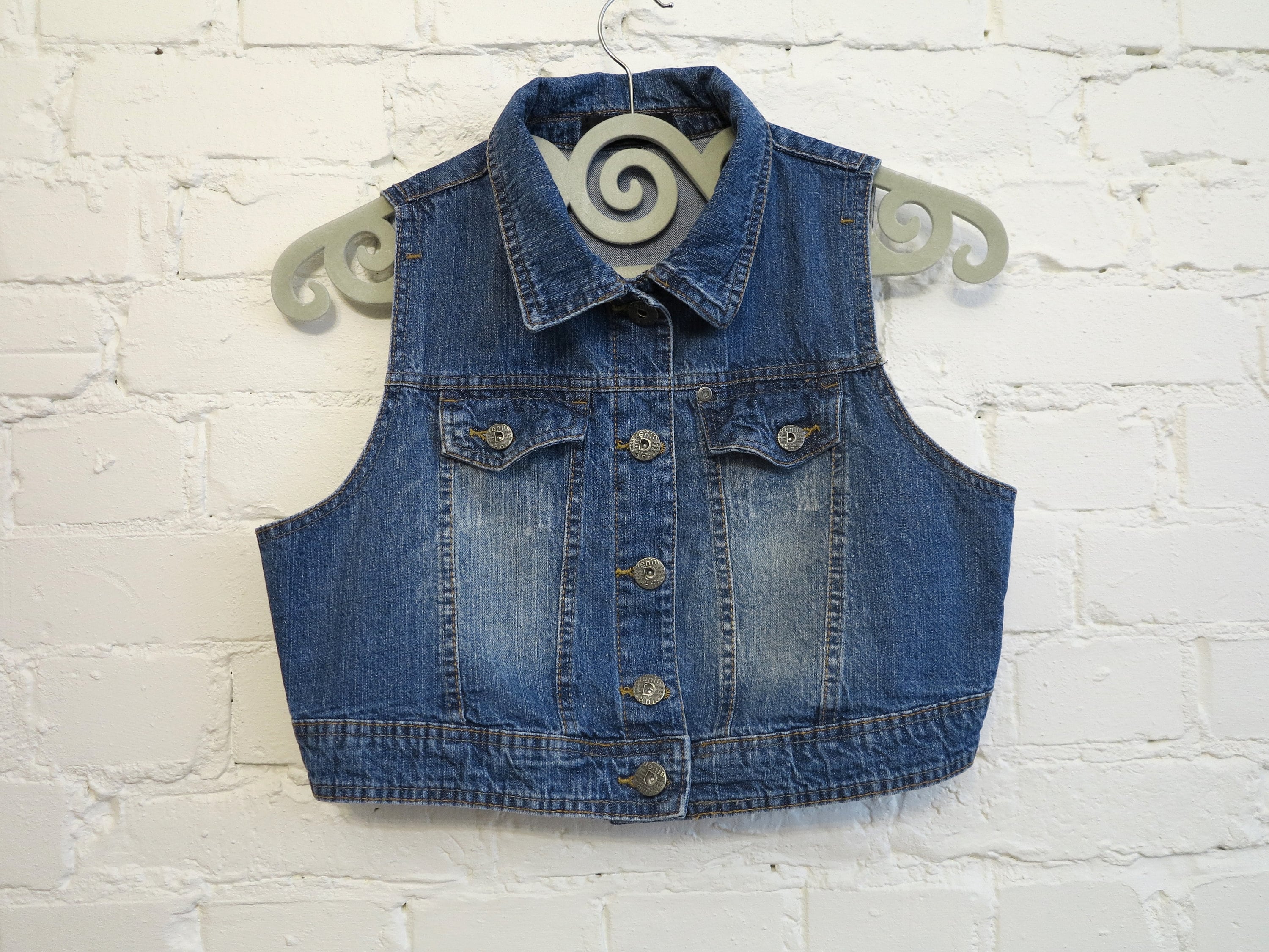 Blue Denim Vest Cropped Vest Denim 