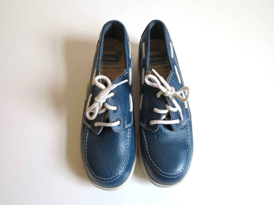 Vintage Blue White Sebago Shoes Lace Up Shoes Docksides Shoes | Etsy