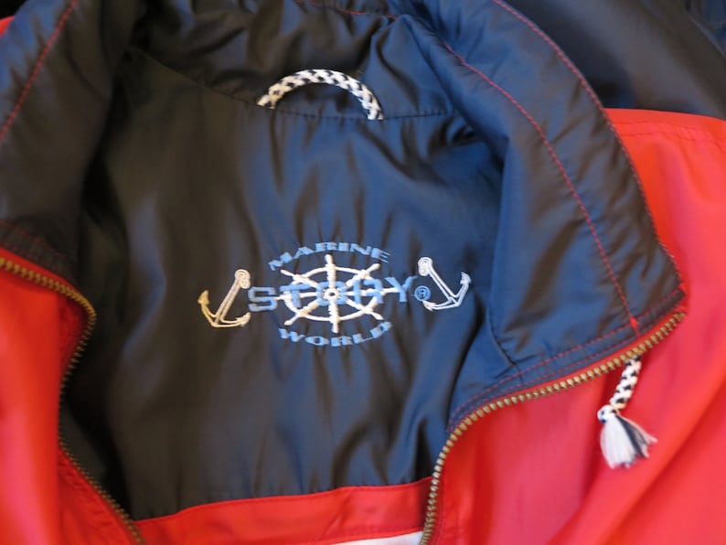 Vintage Windbreaker Colorblock Navy Red White Jacket Hipster Jacket Mens Marine Windbreaker Lightweight Parka Sport Jacket Large Size