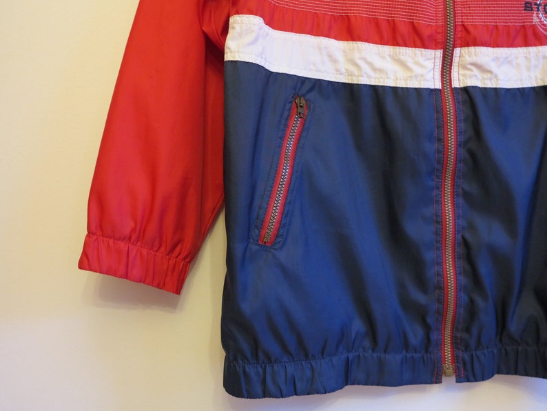 Vintage Windbreaker Colorblock Navy Red White Jacket Hipster Jacket Mens Marine Windbreaker Lightweight Parka Sport Jacket Large Size