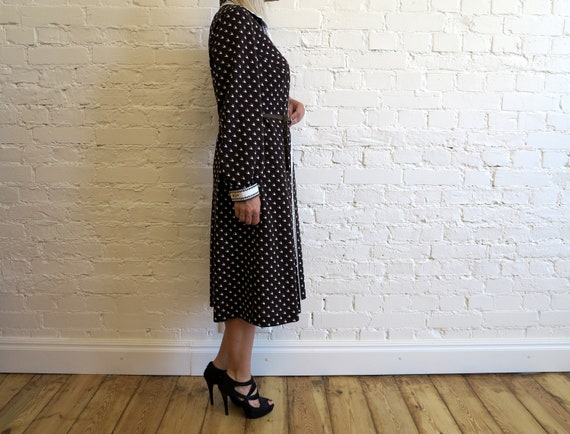 Vintage 1980s Brown White Speckled Dress Crimplen… - image 3