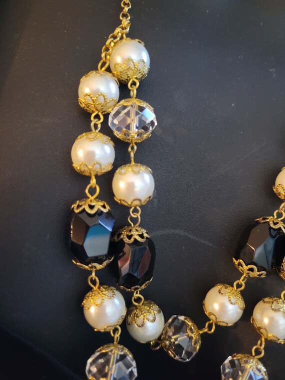 Black White and Gold necklace and earring set - image 7