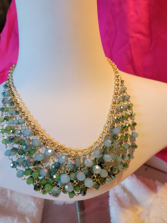 Multiple crystal colored statement piece necklace - image 6