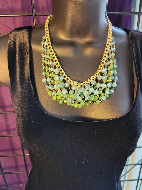 Multiple crystal colored statement piece necklace - image 3