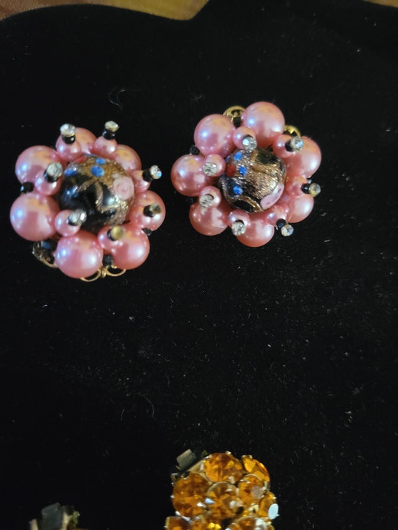 5 pair vintage statement style clip earrings