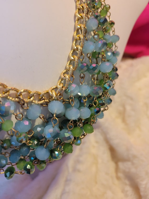 Multiple crystal colored statement piece necklace - image 7