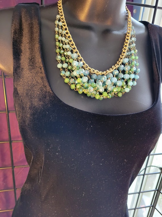 Multiple crystal colored statement piece necklace