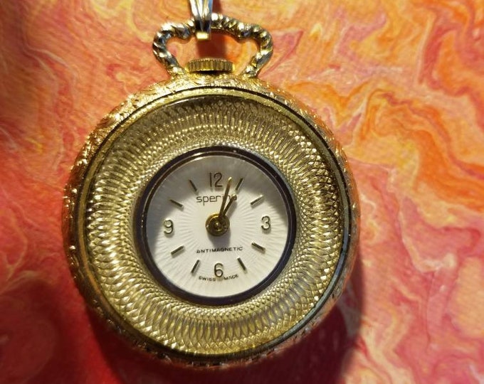 Beautiful Vintage Swiss Made Sperina Pocket Watch Works Great.gold Tone ...