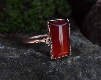 Carnelian, Gemstone Ring, US 6.25, Carnelian Ring, Crystal Ring, Copper Ring, Raw Crystal Ring, Crystal Ring, Copper ring, Boho ring