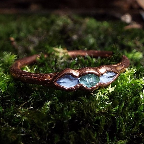 Tanzanite ring, US 6.75, tourmaline ring, tanzanite ring, tourmaline, copper ring, tanzanite, gemstone ring, crystal ring, engagement ring