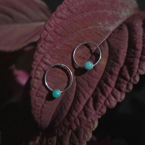 Amazonite Bezel Set Studs • Crystal Jewelry • Bezel Set • Sterling Silver Jewelry • Loop earrings • Amazonite Studs • Ear studs