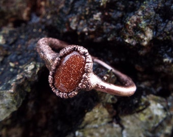 Gold river, goldstone ring, gemstone ring, copper ring, crystal ring, crystal ring, boho ring, goldstone ring, copper ring, healingstone